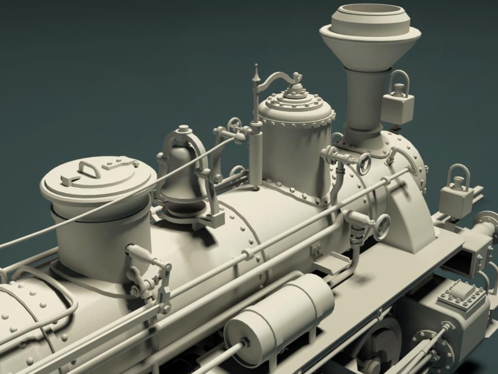 European Steam Locomotive Train Engine 3D model_17