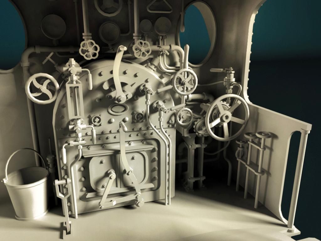 European Steam Locomotive Train Engine 3D model_18