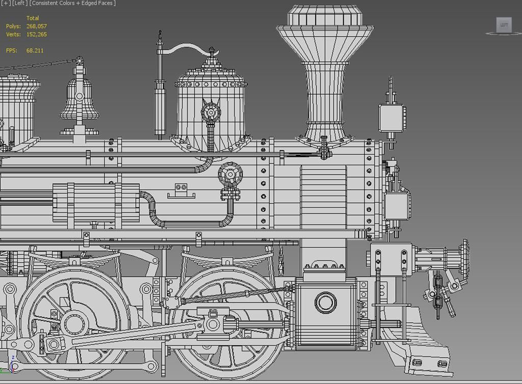 European Steam Locomotive Train Engine 3D model_21
