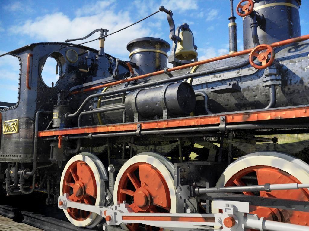 European Steam Locomotive Train Engine 3D model_9