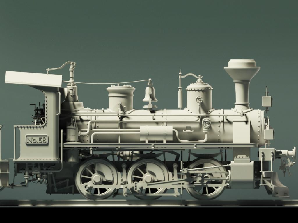 European Steam Locomotive Train Engine 3D model_12