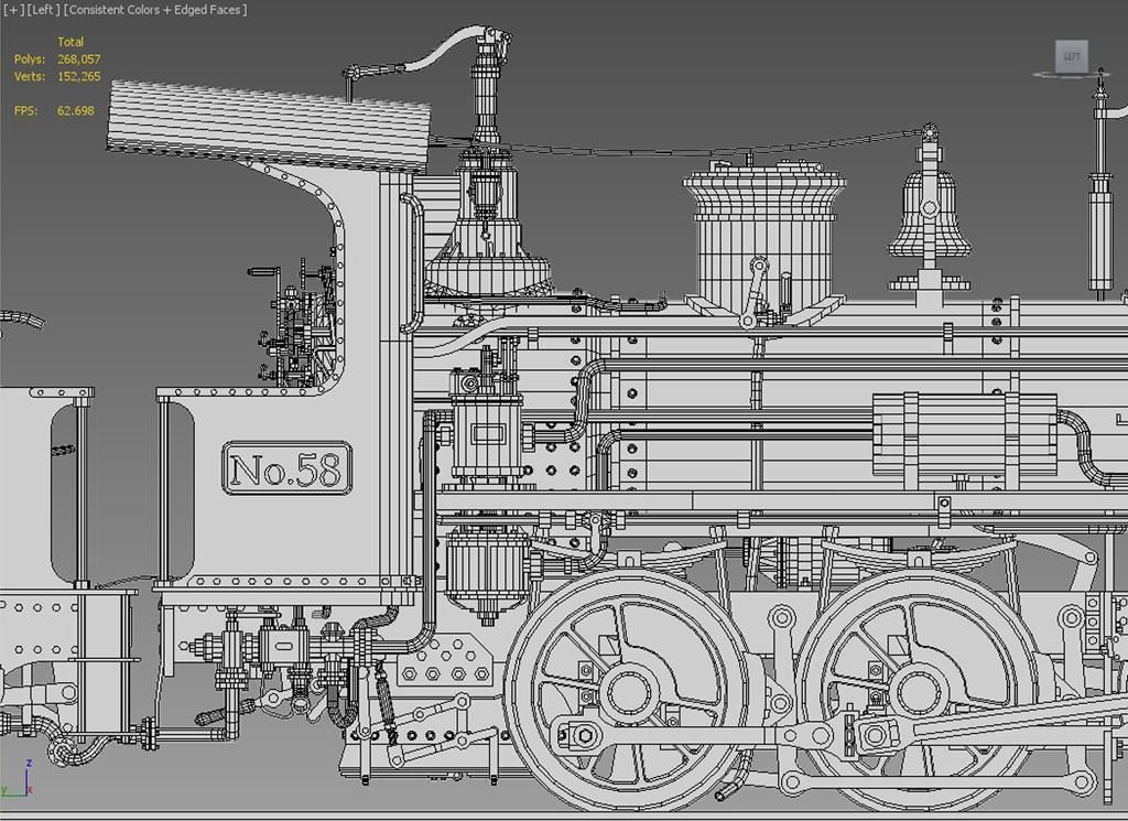 European Steam Locomotive Train Engine 3D model_22