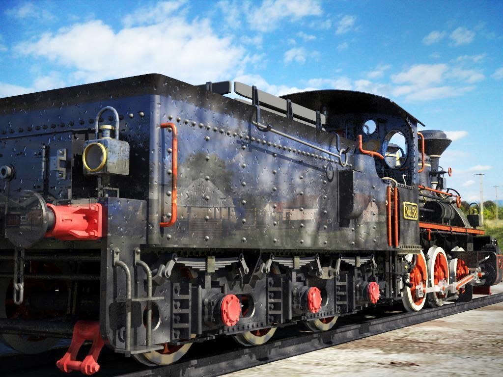 European Steam Locomotive Train Engine 3D model_5