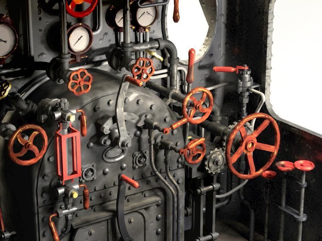 European Steam Locomotive Train Engine 3D model_2