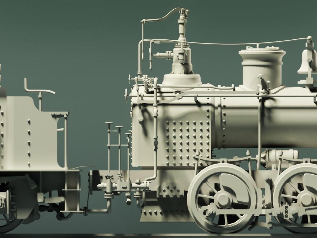 European Steam Locomotive Train Engine 3D model_14