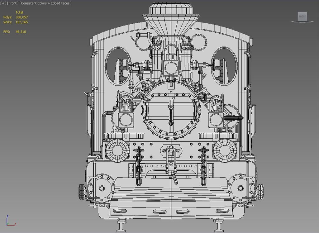 European Steam Locomotive Train Engine 3D model_25
