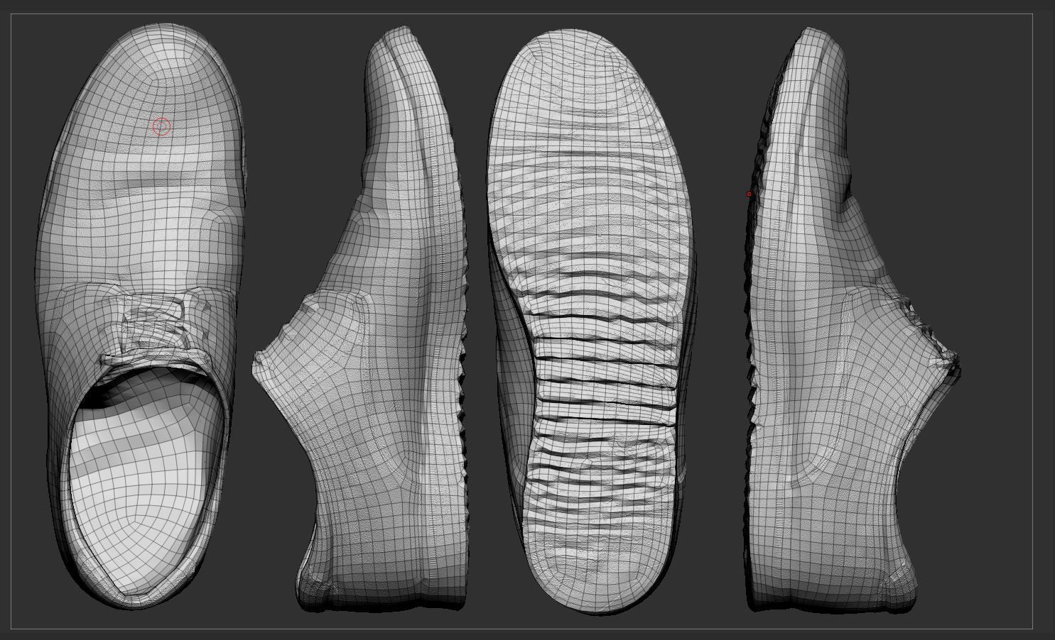 Leather shoe Low-poly 3D model_3