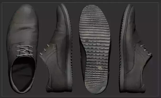 Leather shoe Low-poly 3D model