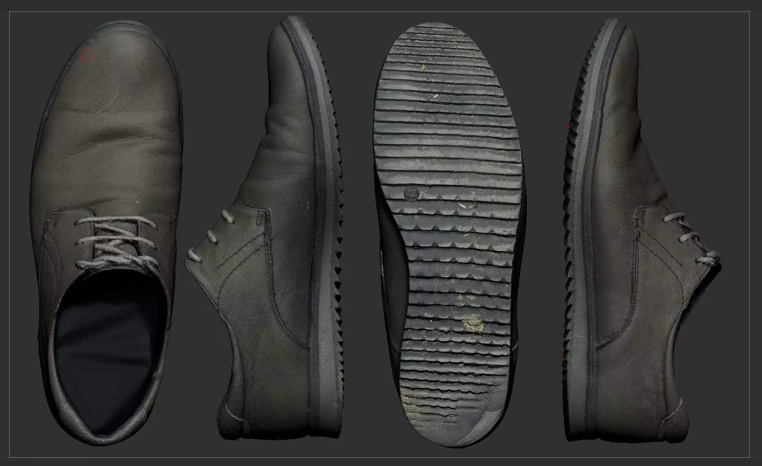 Leather shoe Low-poly 3D model_0