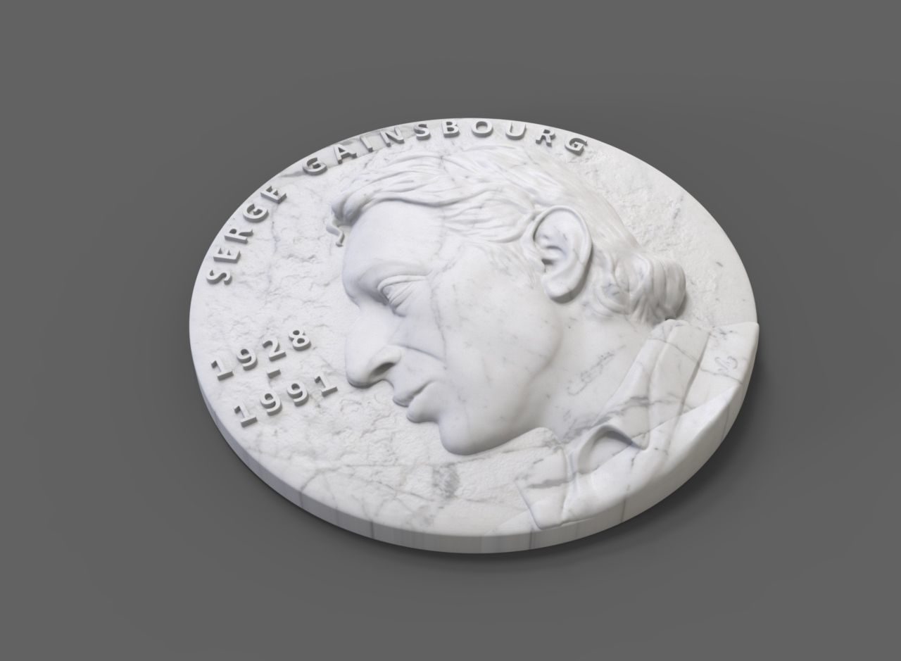 Medallion Serge Gainsbourg 3D print model_1