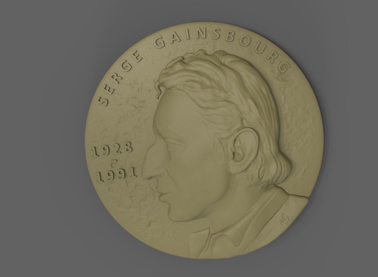 Medallion Serge Gainsbourg 3D print model_2