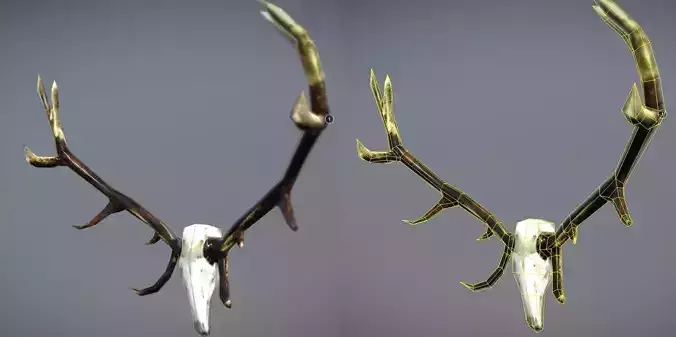 Low Poly Antlers two deer Low-poly 3D model
