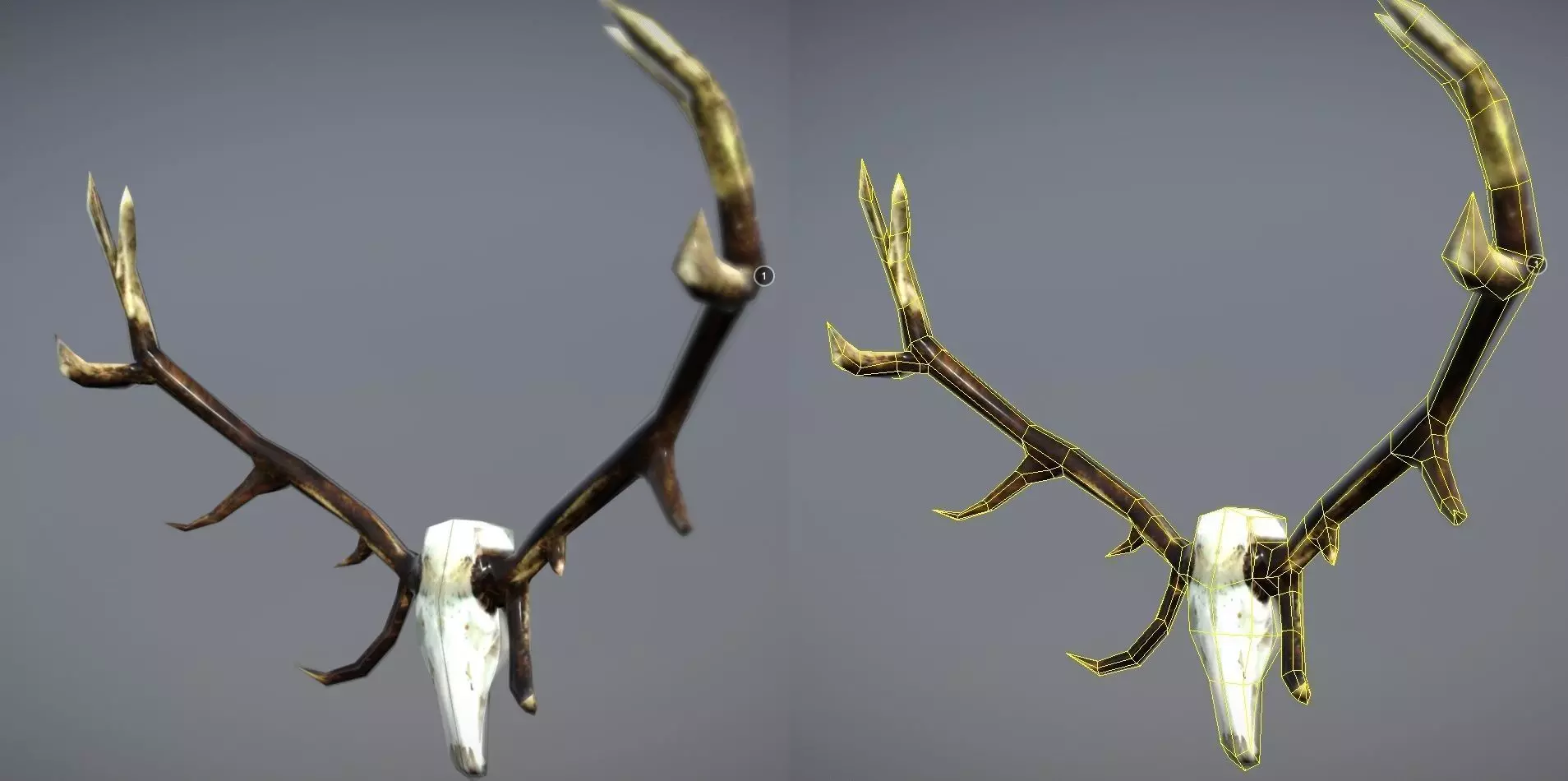 Low Poly Antlers two deer Low-poly 3D model_0