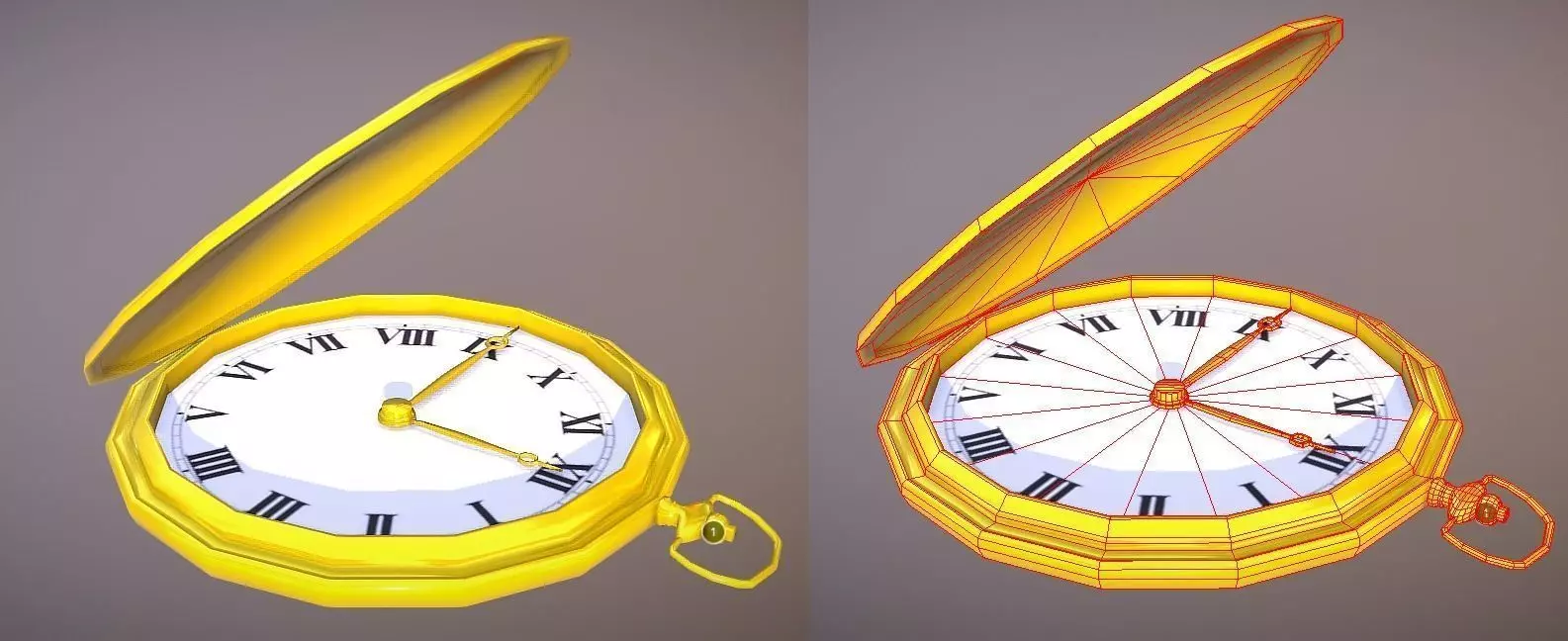 Pocket Watch Low-poly 3D model_0