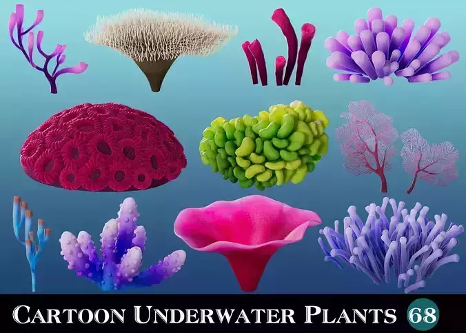 Underwater Plants Collection Low-poly 3D model