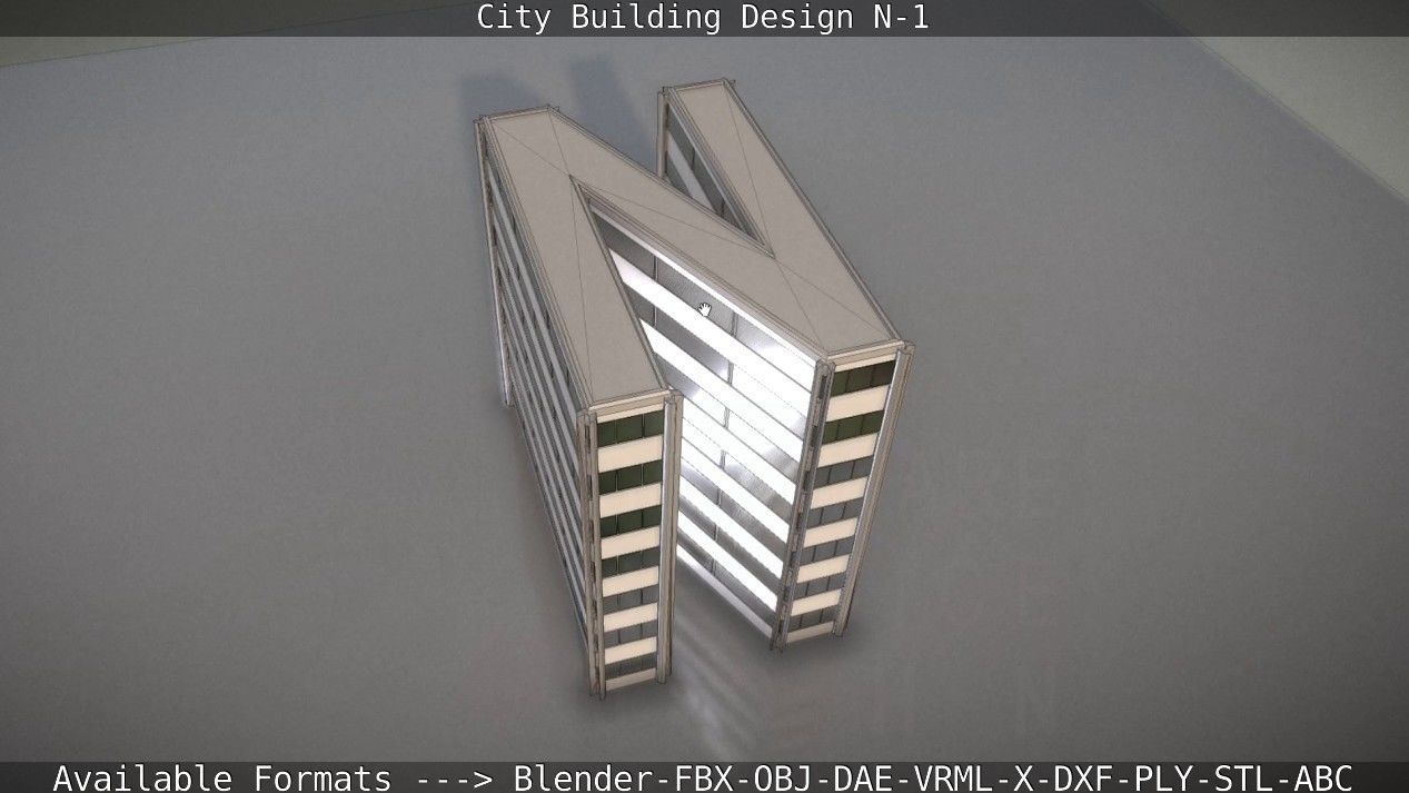 City Building Design N-1 Low-poly 3D model_71