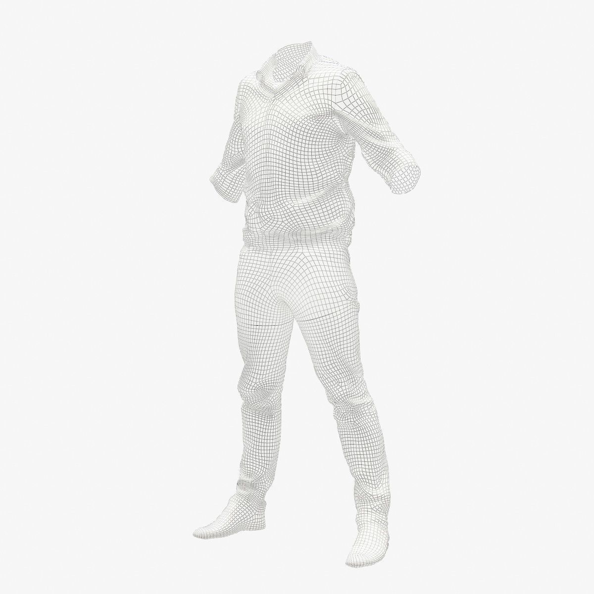 Male Casual Outfit 16 Shirt Pants Shoes Low-poly 3D model_9