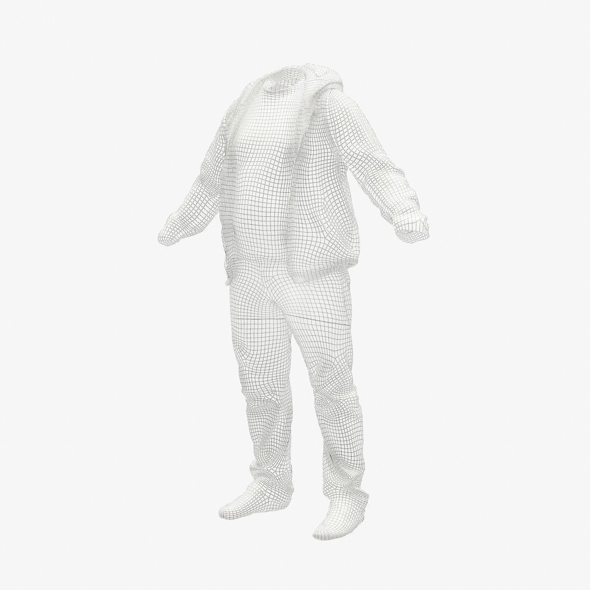 Male Casual Outfit 17 Hoodie Pants Footwear Low-poly 3D model_9