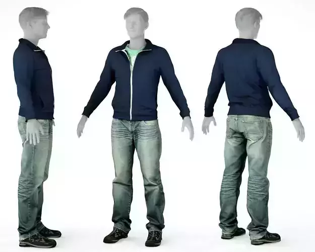 Male Casual Outfit 20 Pull Jeans Shoes Low-poly 3D model