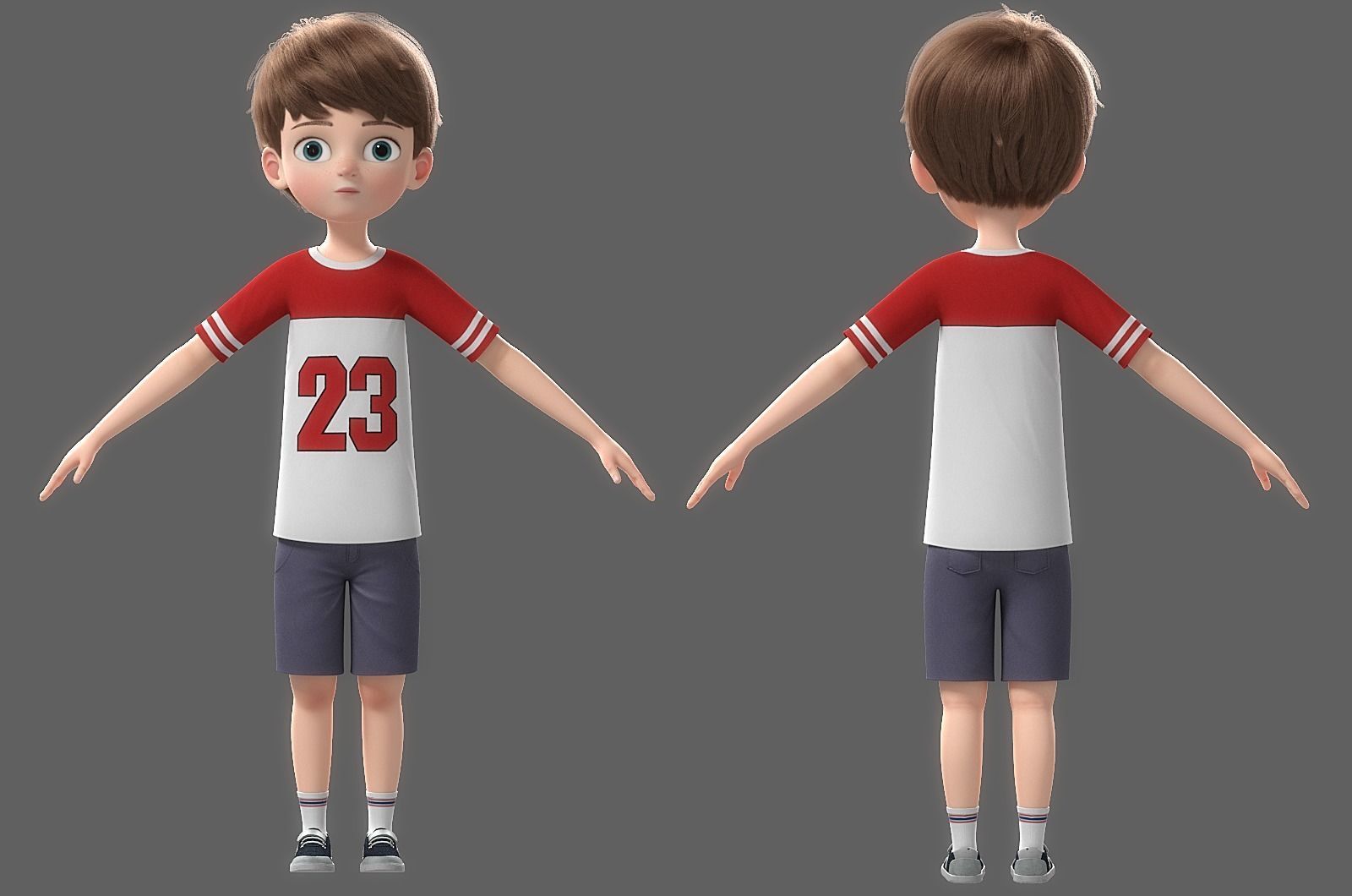 Cartoon Boy Rigged 3D model_25