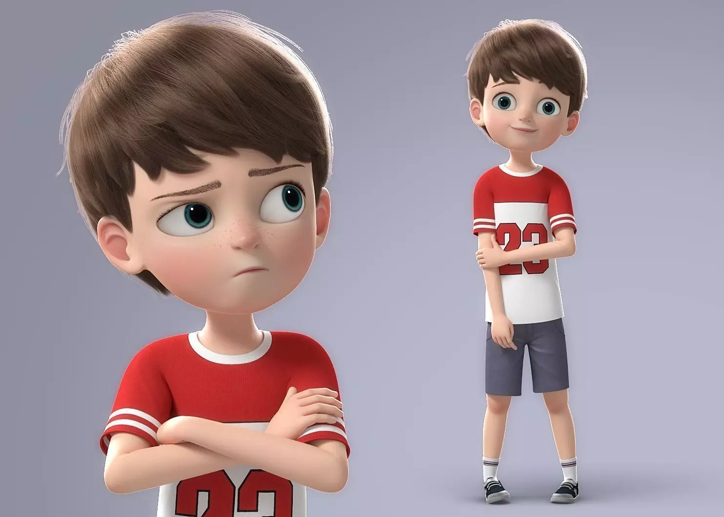 Cartoon Boy Rigged 3D model_0