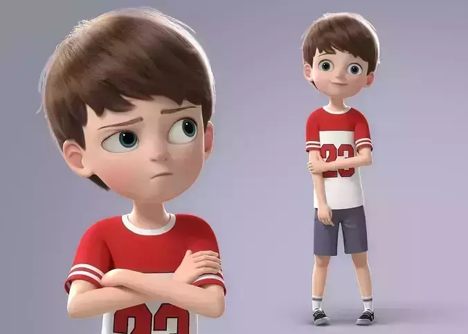 Cartoon Boy Rigged 3D model