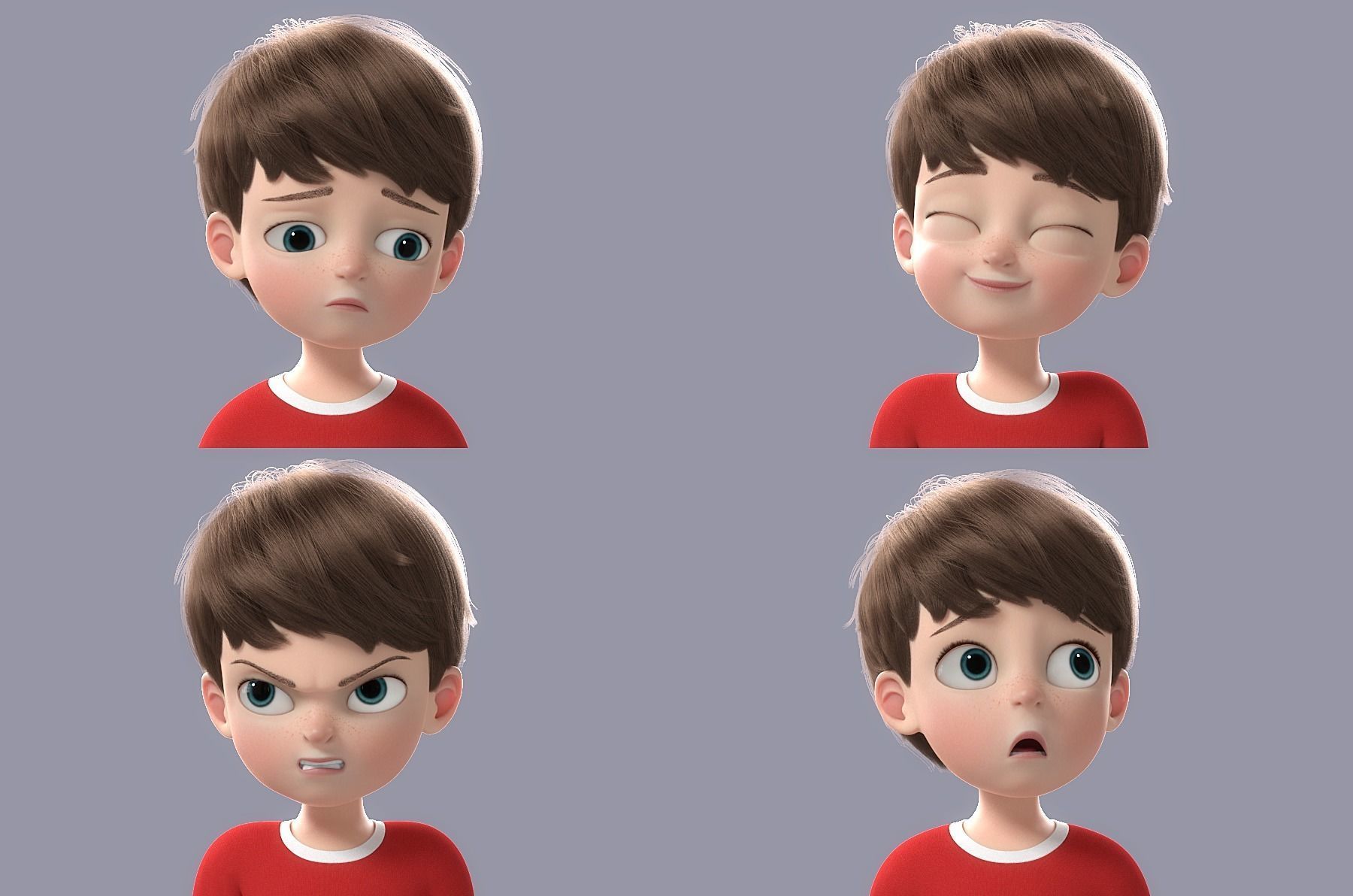 Cartoon Boy Rigged 3D model_4