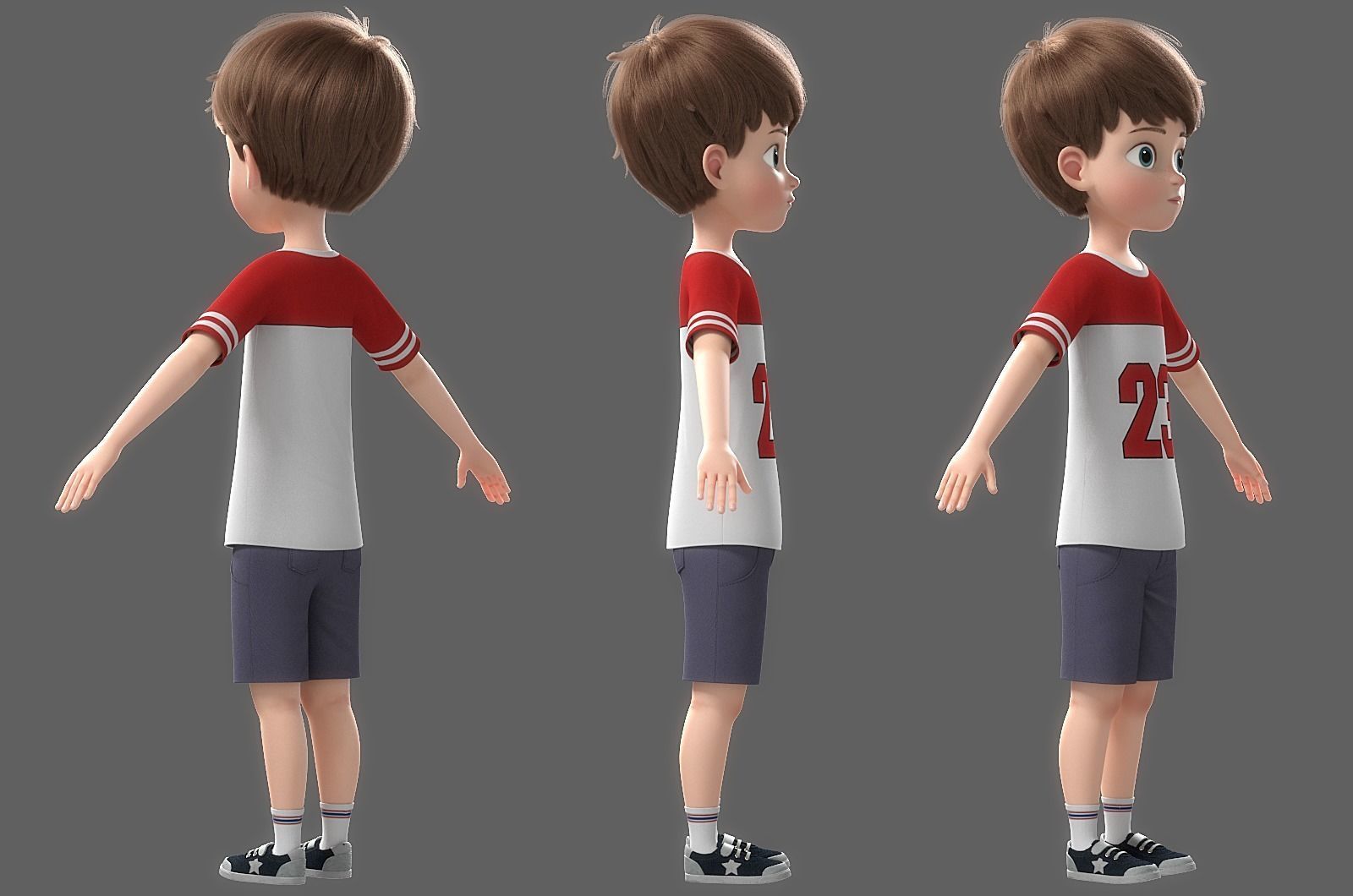 Cartoon Boy Rigged 3D model_24