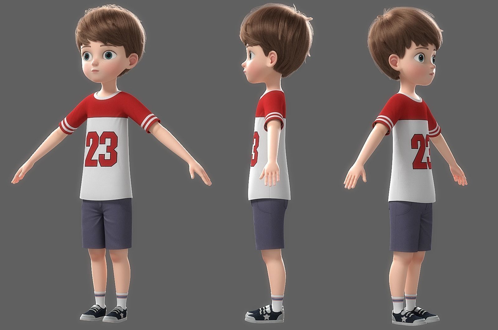 Cartoon Boy Rigged 3D model_23