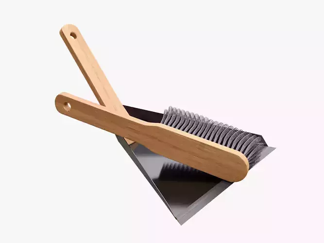 Wood brush with dustpan 3D model