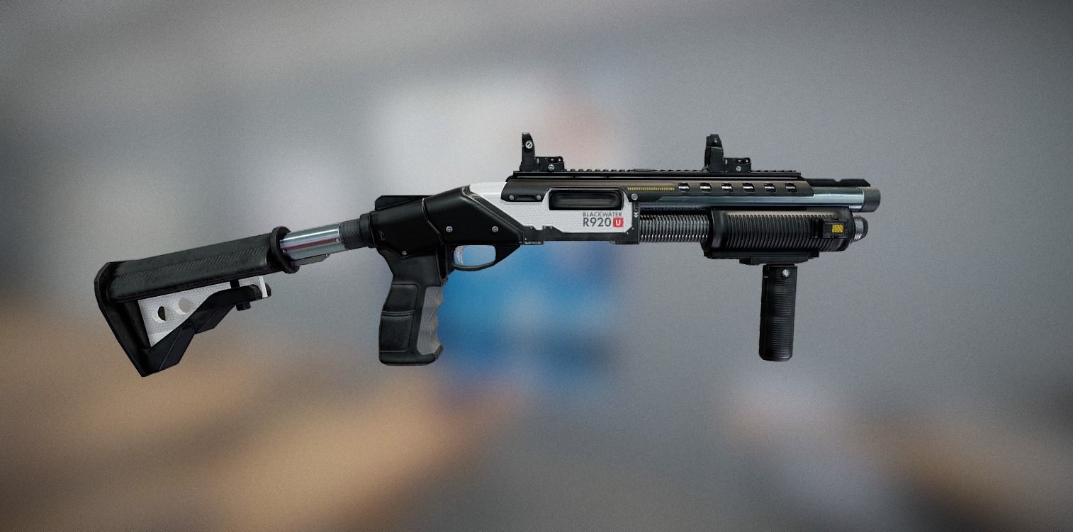 Futuristic Shotgun Low-poly 3D model_1