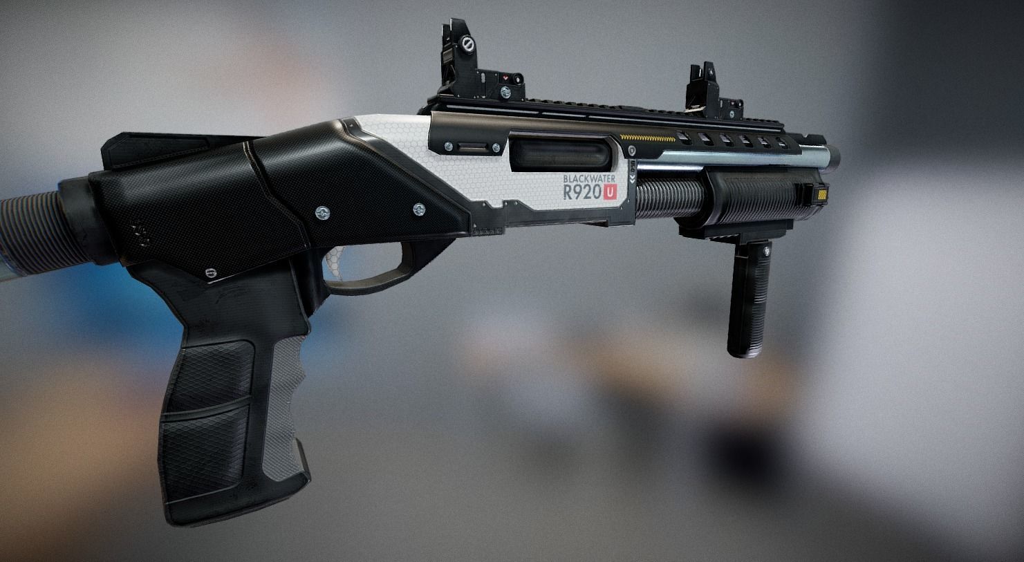 Futuristic Shotgun Low-poly 3D model_3