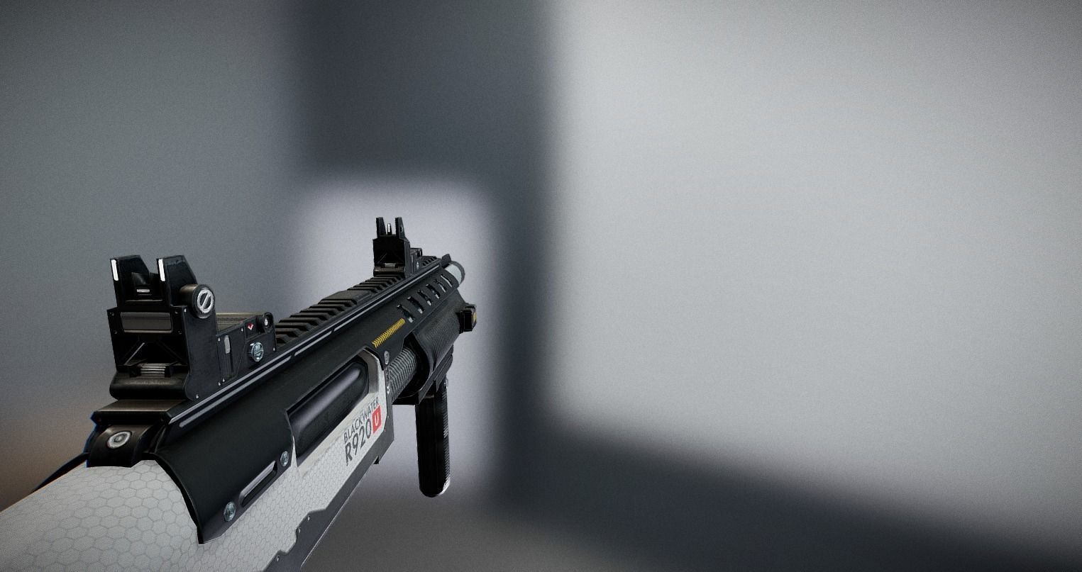 Futuristic Shotgun Low-poly 3D model_4