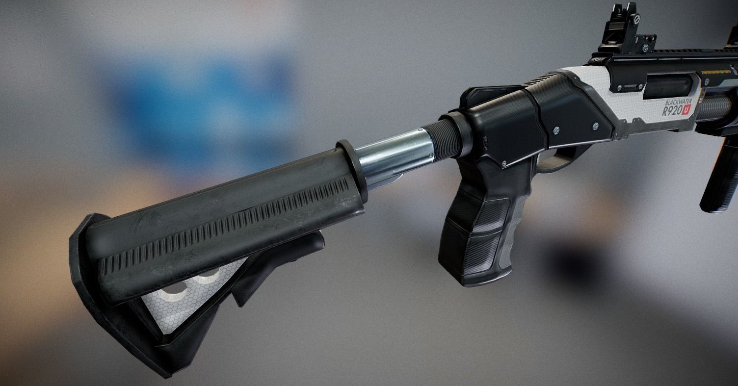 Futuristic Shotgun Low-poly 3D model_5