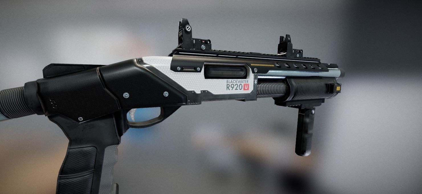 Futuristic Shotgun Low-poly 3D model_8