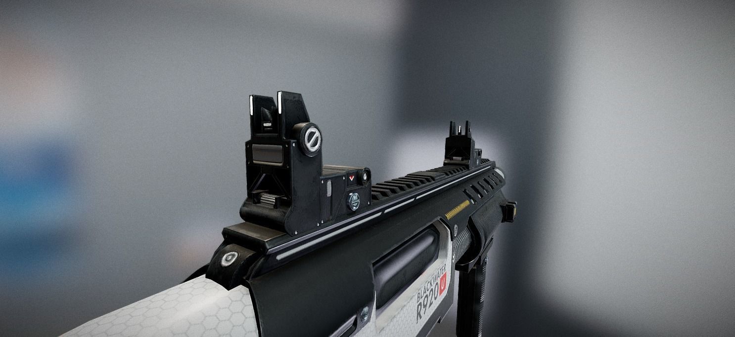 Futuristic Shotgun Low-poly 3D model_7