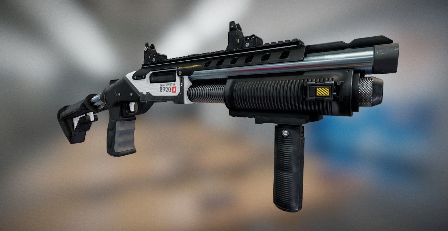 Futuristic Shotgun Low-poly 3D model_2