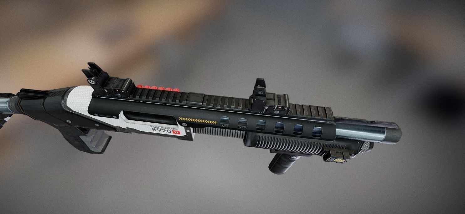 Futuristic Shotgun Low-poly 3D model_10