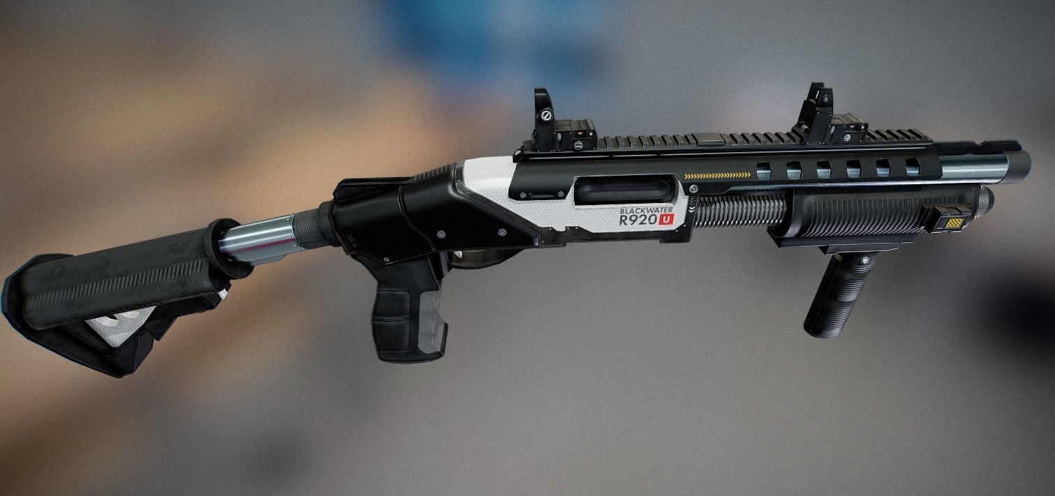 Futuristic Shotgun Low-poly 3D model_11