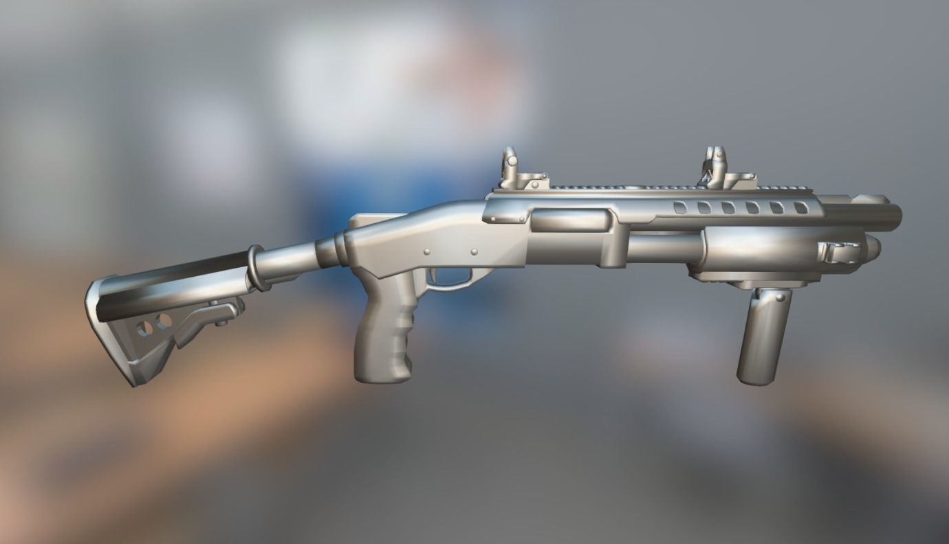Futuristic Shotgun Low-poly 3D model_12