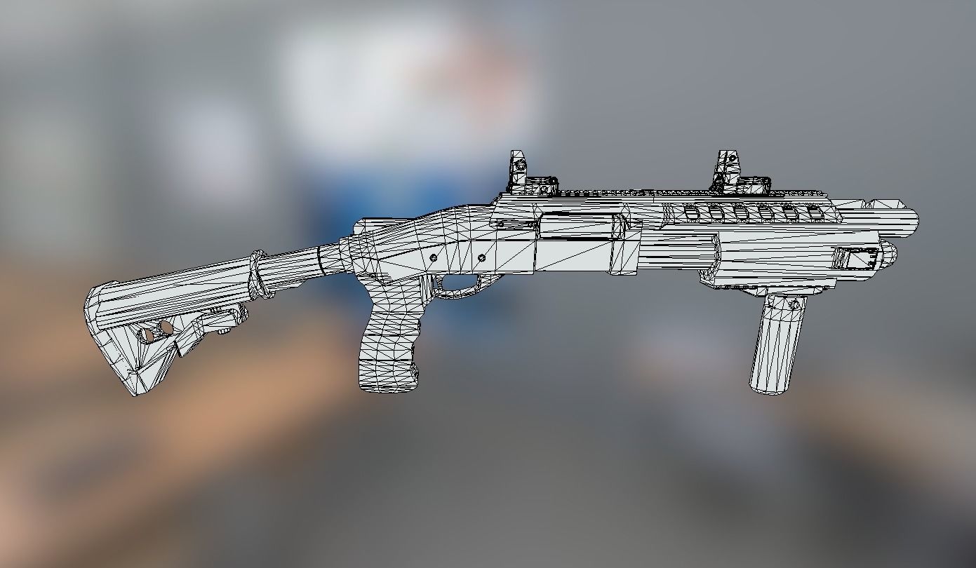 Futuristic Shotgun Low-poly 3D model_13
