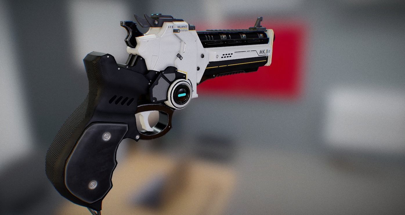 Sci-Fi Handgun Low-poly 3D model_10