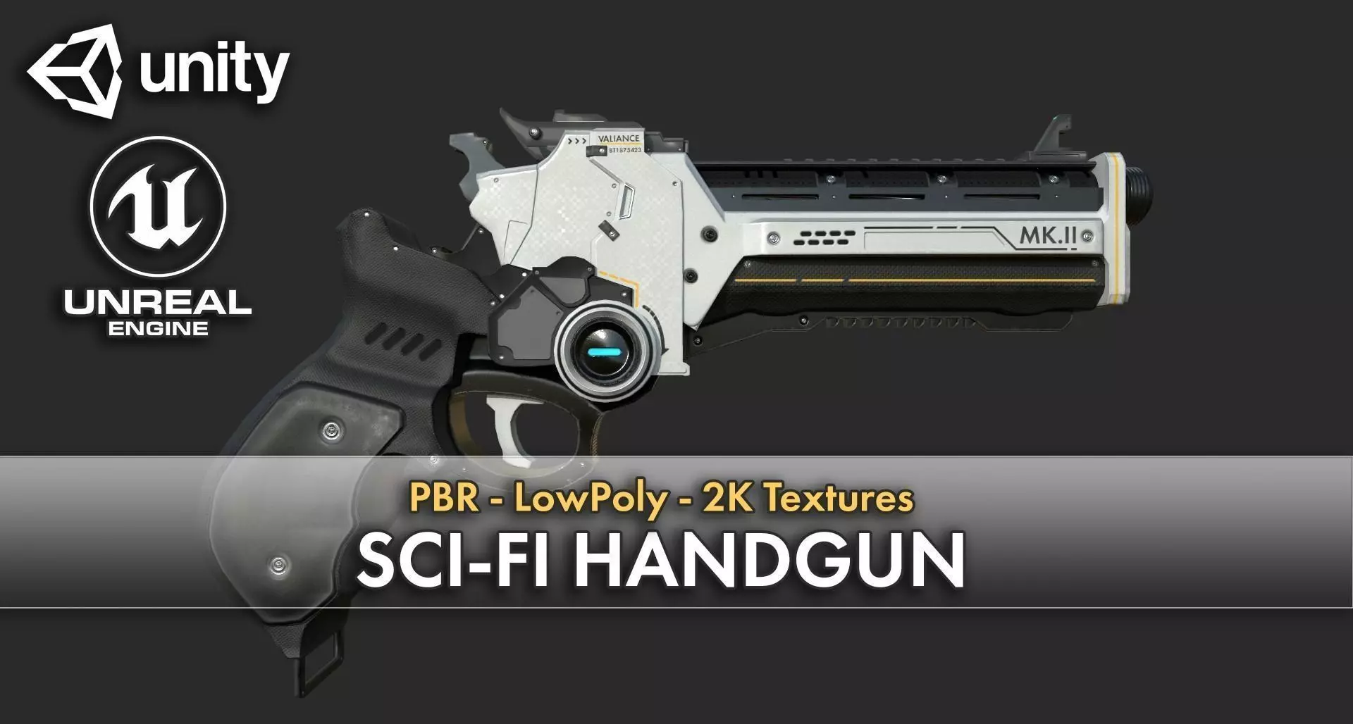 Sci-Fi Handgun Low-poly 3D model_0