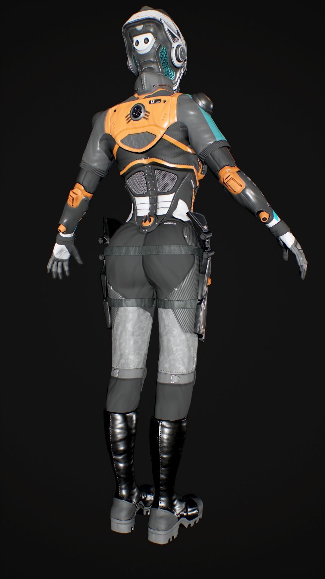 Sci-Fi Pilot - Ashley Low-poly 3D model_8