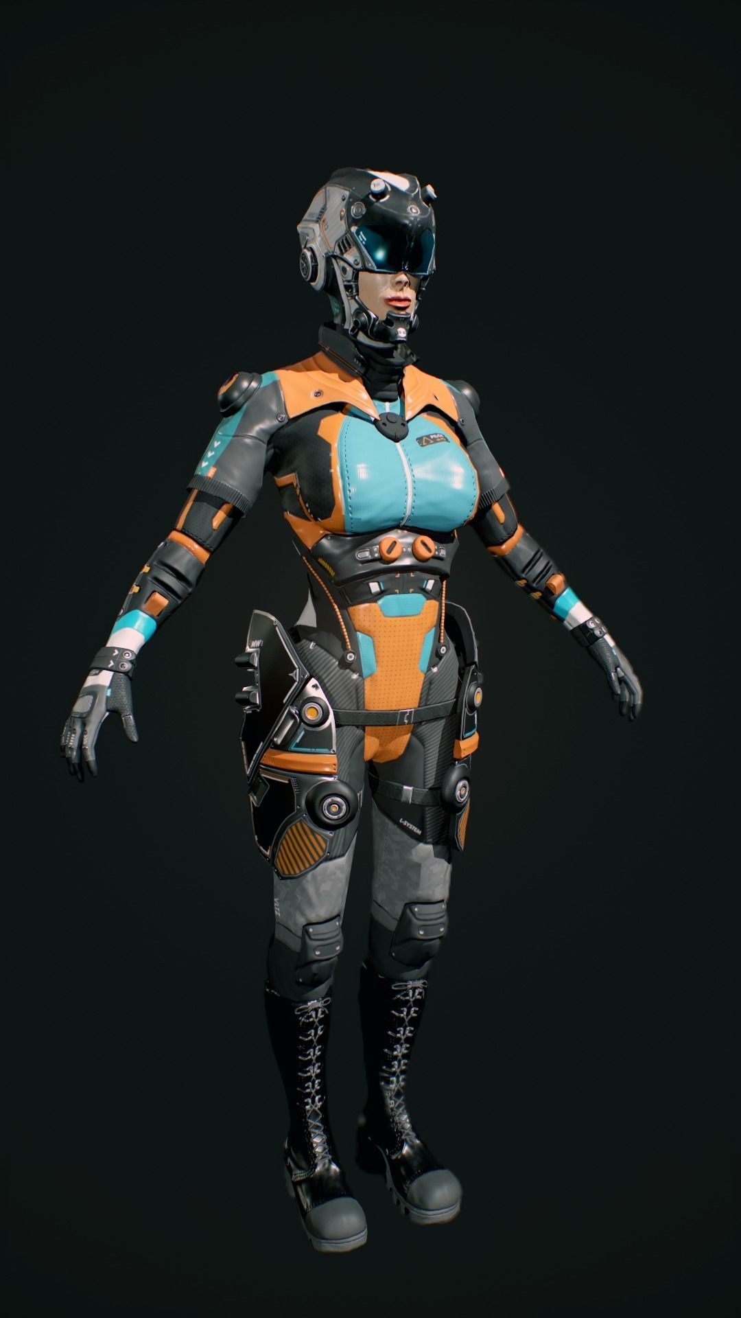 Sci-Fi Pilot - Ashley Low-poly 3D model_6