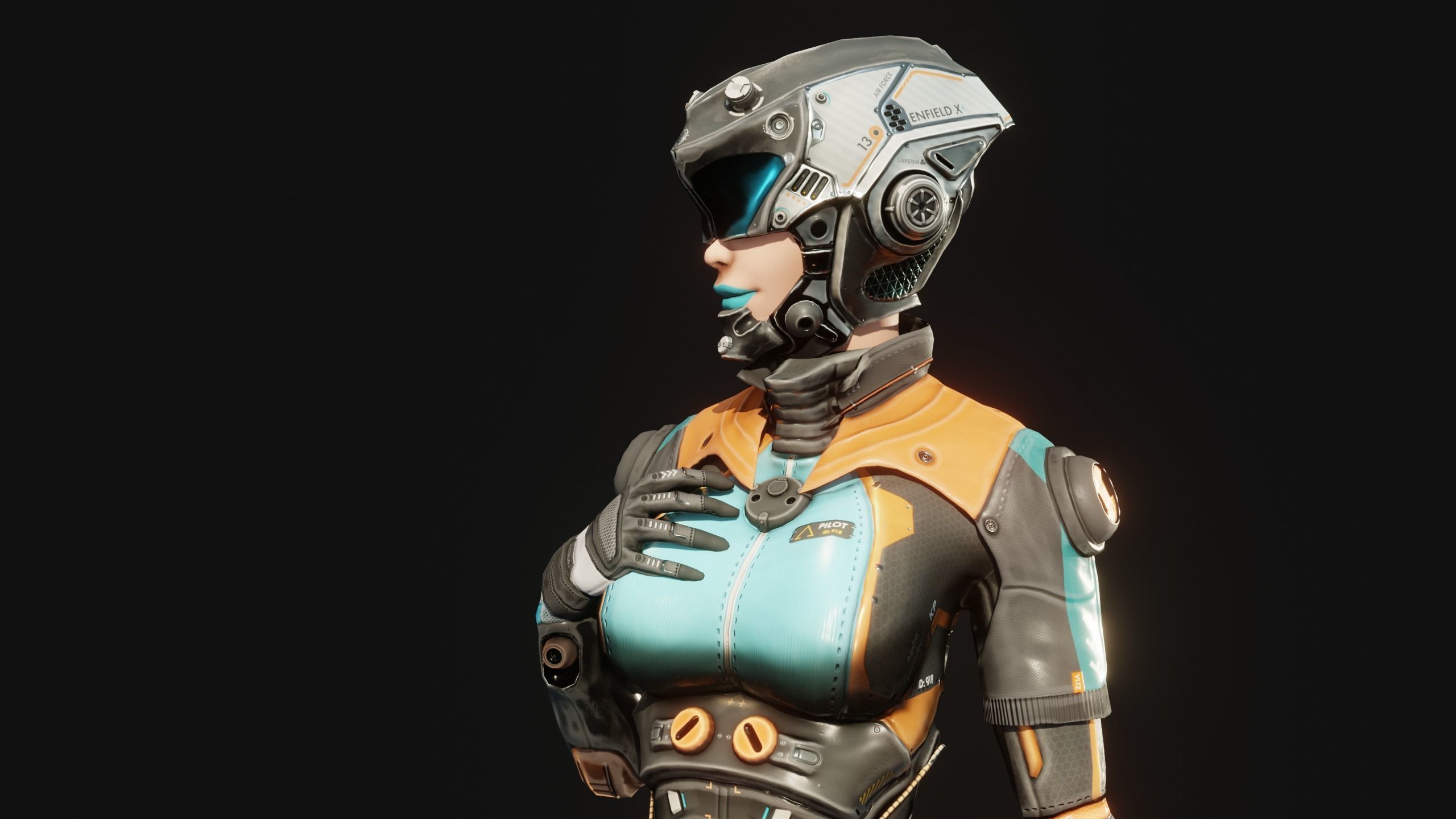 Sci-Fi Pilot - Ashley Low-poly 3D model_2
