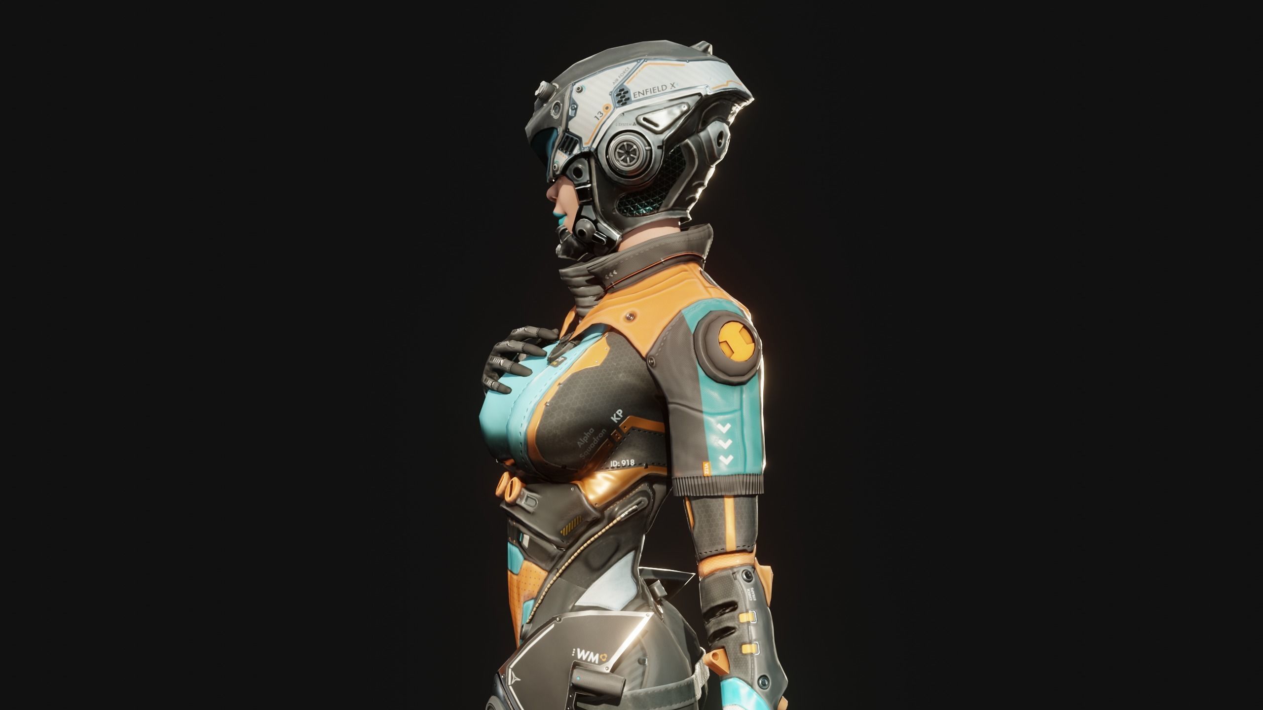 Sci-Fi Pilot - Ashley Low-poly 3D model_4