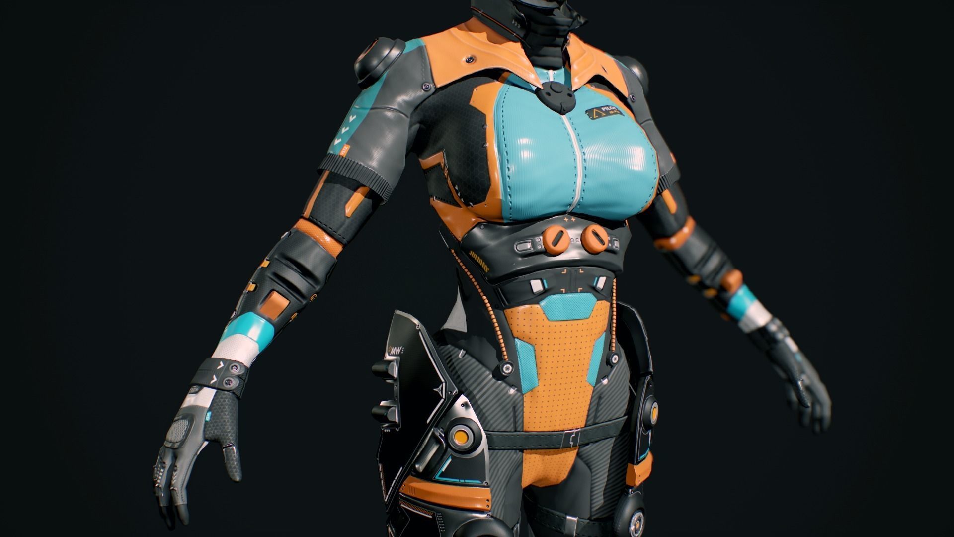 Sci-Fi Pilot - Ashley Low-poly 3D model_7