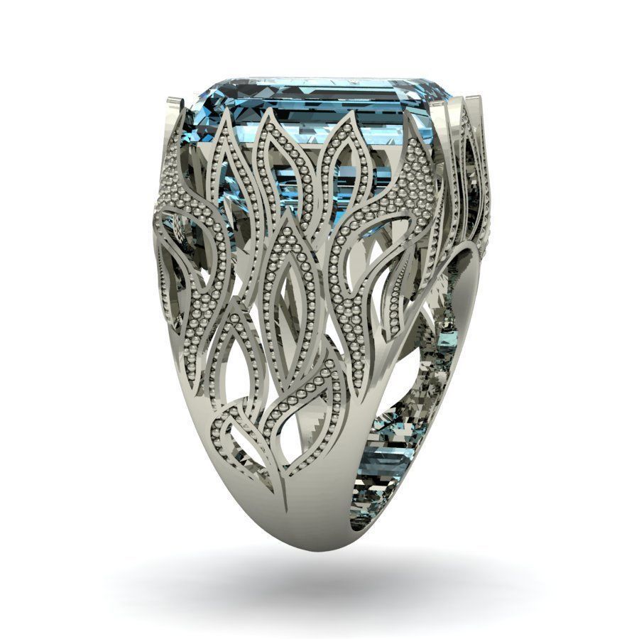  beautyful ring with emerald gem 3D print model_1