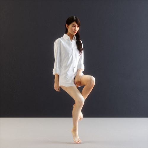 Girl wearing boyfriend shirt 3D print model